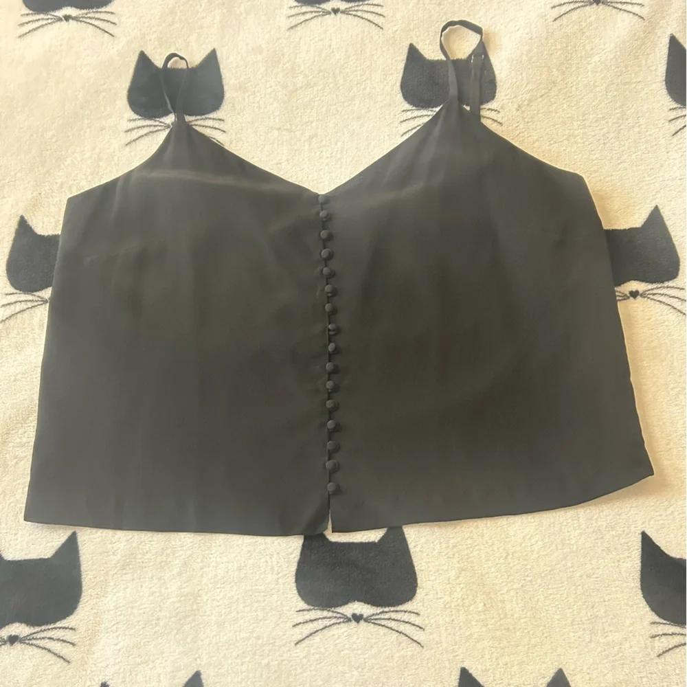 NWT Madewell Black Button-Front Camisole Top Size 18 - Picture 2 of 4